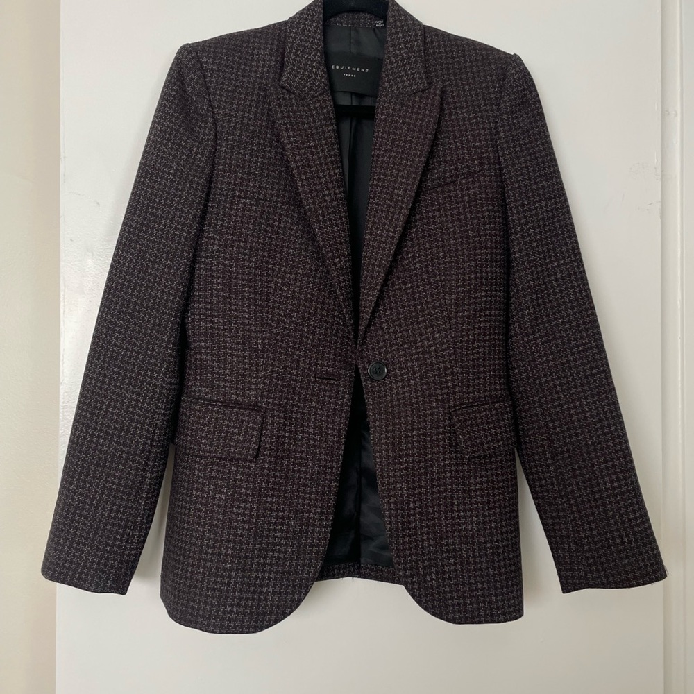 Equipment Black & Plum Houndstooth Blazer